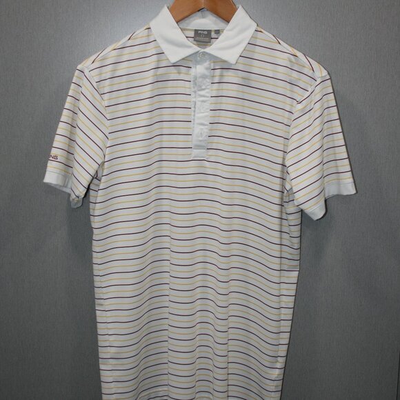 Ping Maroon, Yellow & White Striped Polo - Picture 1 of 2